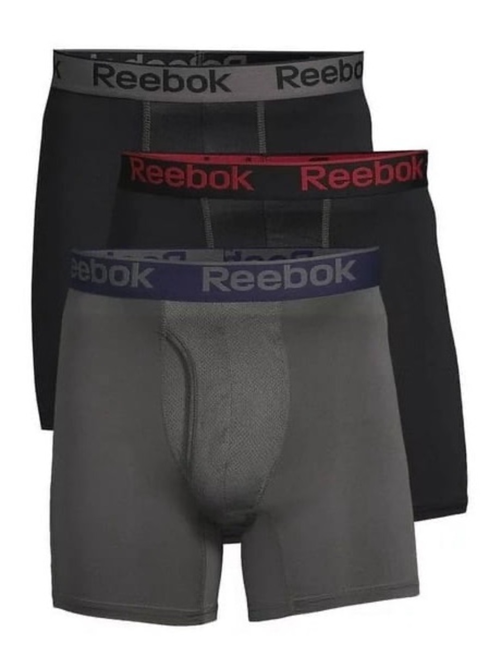 Reebok Men’s 3-Pack Performance Boxer Briefs - Black & Gray M NWT